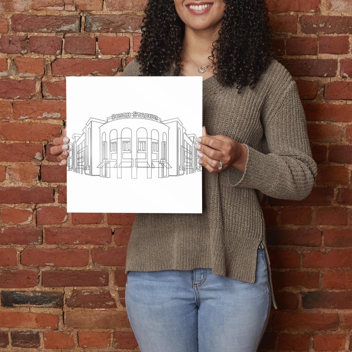 Minimalist B&W Missouri Busch Stadium Line Drawing | Hi-Def Glass Art | Eaches | Min 1