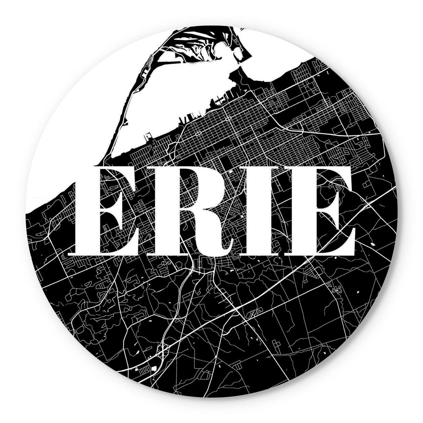 Minimalistic B&W Pennsylvania Erie Map | Wood Sign | Eaches | Min 1