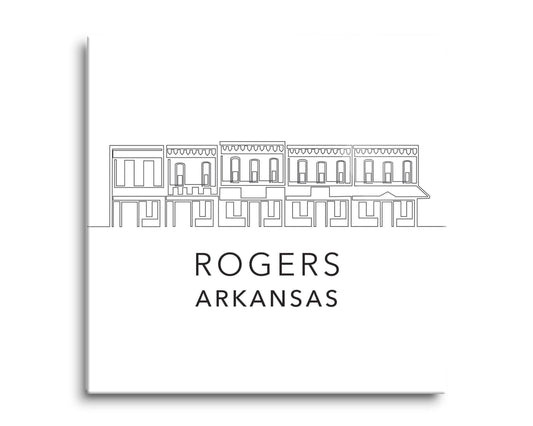Minimalist B&W Arkansas Rogers Skyline | Hi-Def Glass Art | Eaches | Min 2