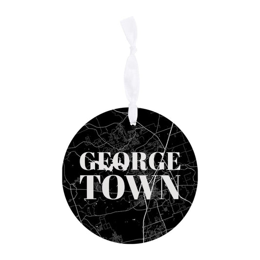 Minimalistic B&W Texas Georgetown Map | Wood Ornament | Eaches | Min 6
