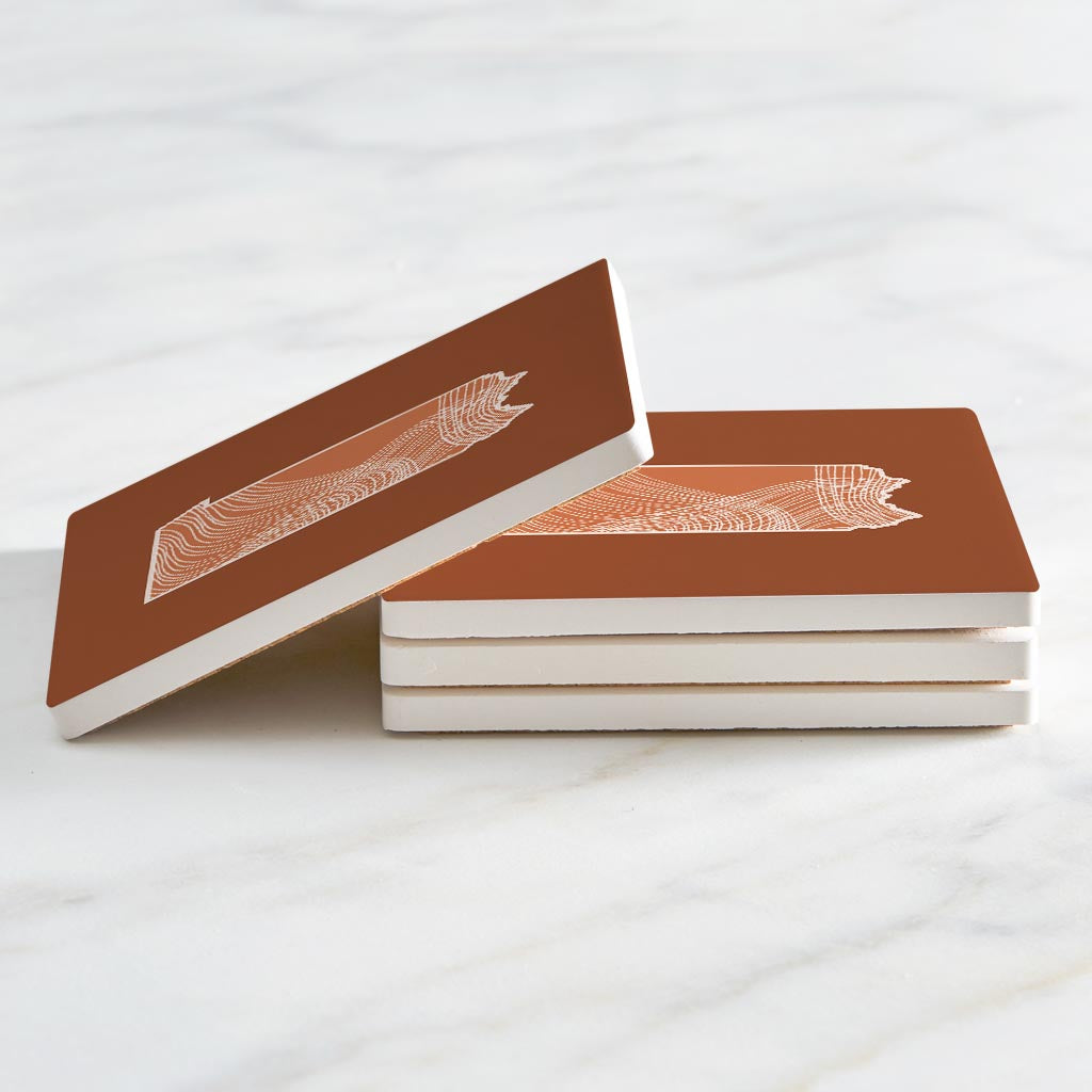 Modern Minimalist Pennsylvania State Lines Dark | Absorbent Coasters | Set of 4 | Min 2