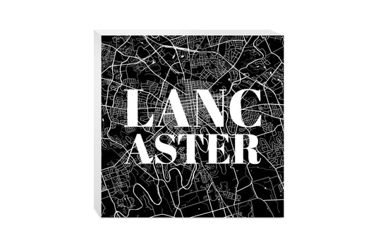 Minimalistic B&W Pennsylvania Lancaster Map | Wood Block | Eaches | Min 2