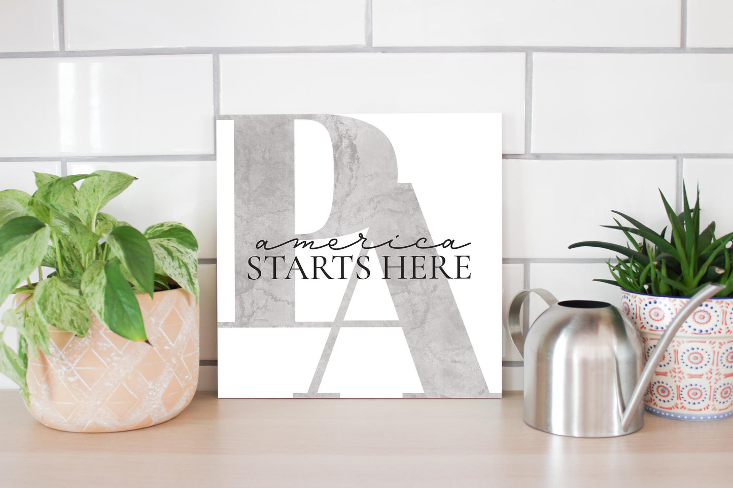 Minimalistic B&W Pennsylvania America Quip | Wood Sign | Eaches | Min 2