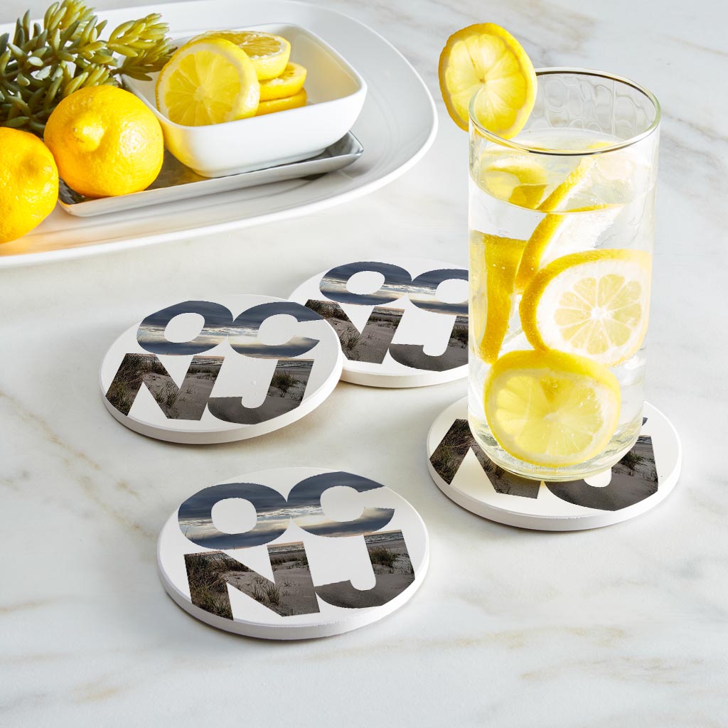 OCNJ Photo With Text | Absorbent Coasters | Set of 4 | Min 2