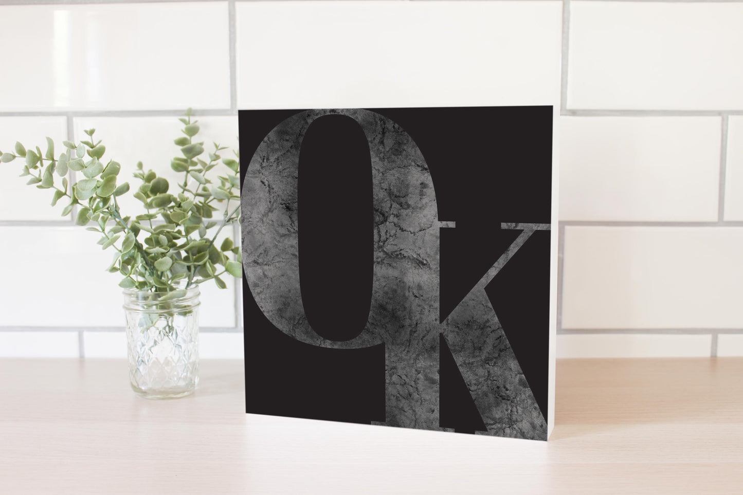 Modern Black Oklahoma Initials | Wood Block | Eaches | Min 2