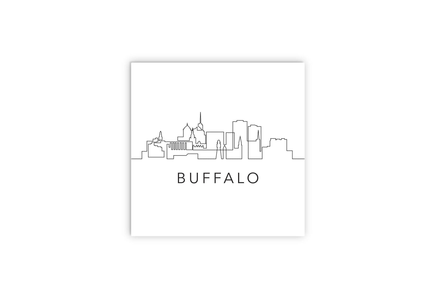 Minimalistic B&W New York Buffalo Skyline | Wood Sign | Eaches | Min 2
