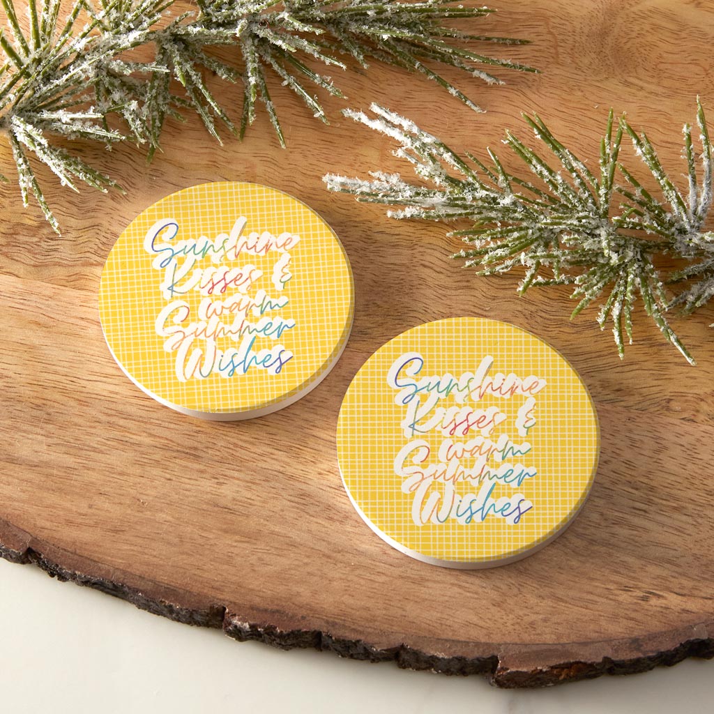 Sunshine Kisses Warm Summer Wishes| Absorbent Car Coasters | Set of 2 | Min 4