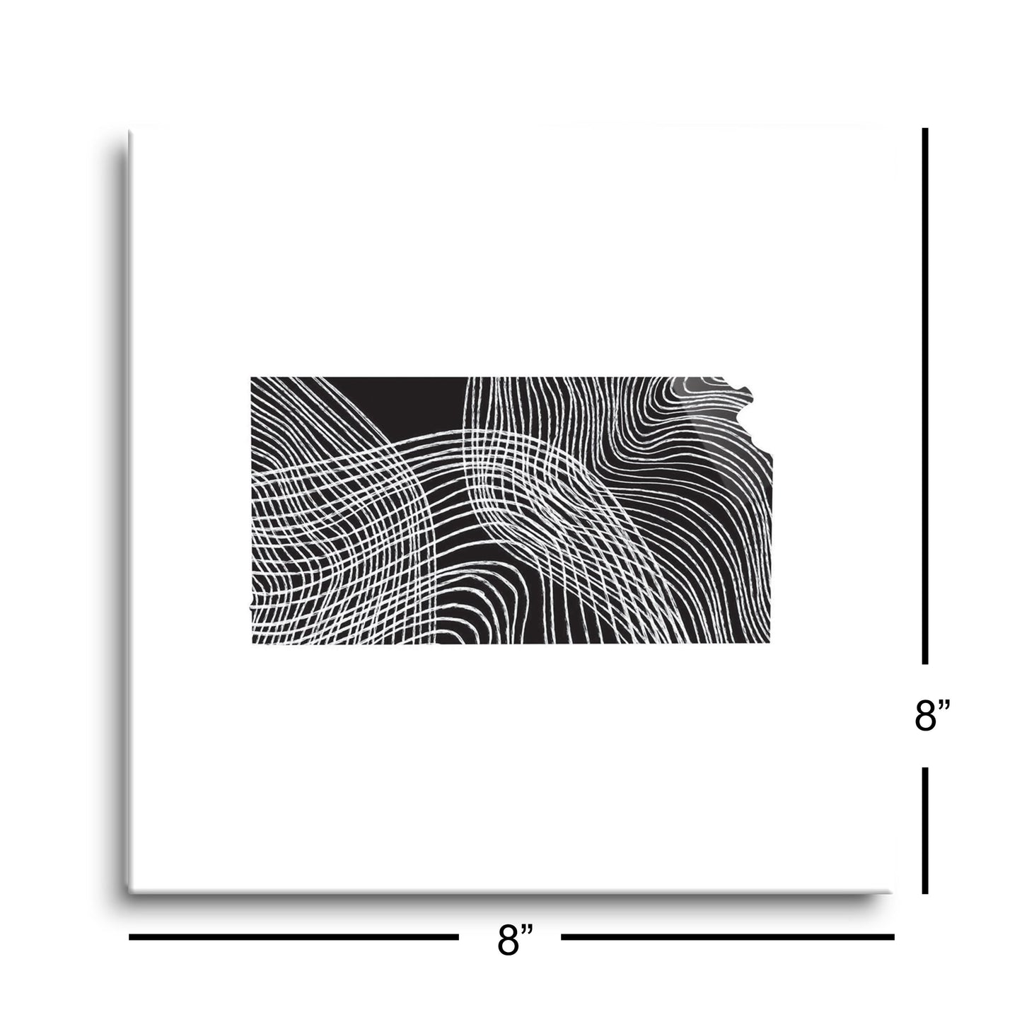 Minimalist B&W Kansas State Shape | Hi-Def Glass Art | Eaches | Min 2