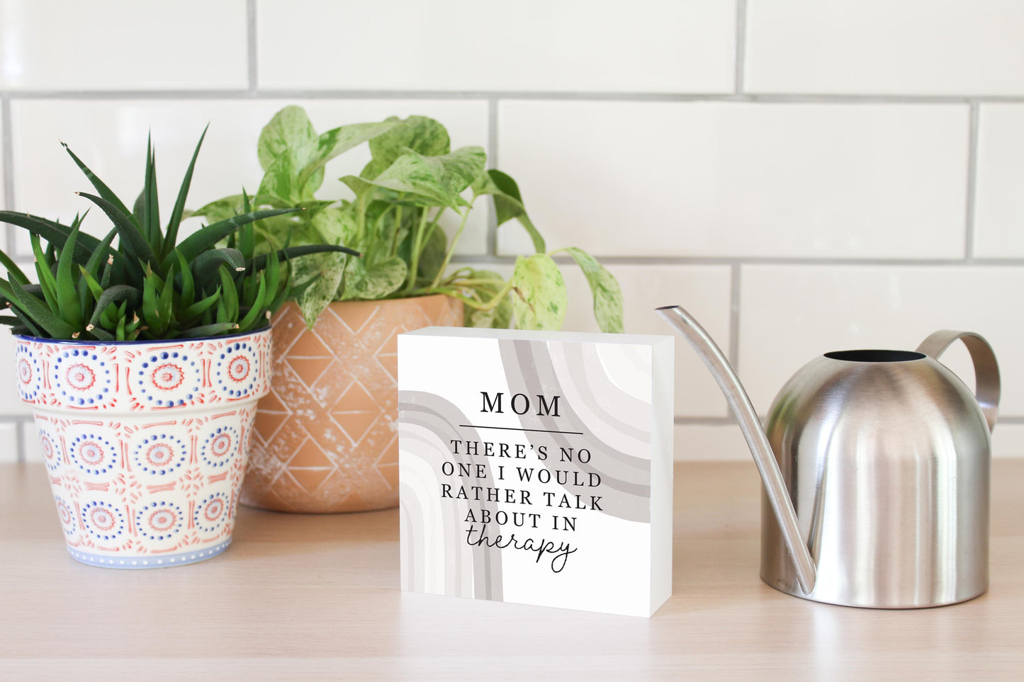 Modern Minimalist Mothers Day Therapy | Wood Block | Eaches | Min 4