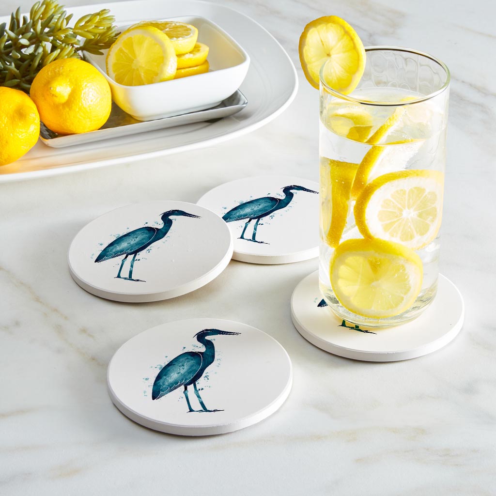 New England Water Color Heron | Absorbent Coasters | Set of 4 | Min 2