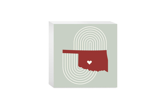 Modern Minimalist Oklahoma Chickasha Heart | Wood Block | Eaches | Min 4