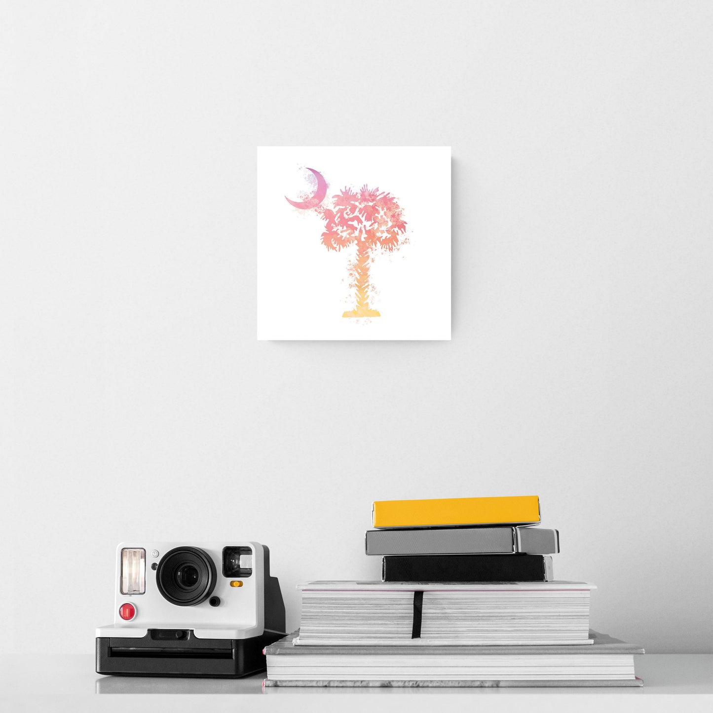 South Carolina Pink Water Color Palm Trees On White | Hi-Def Glass Art | Eaches | Min 2