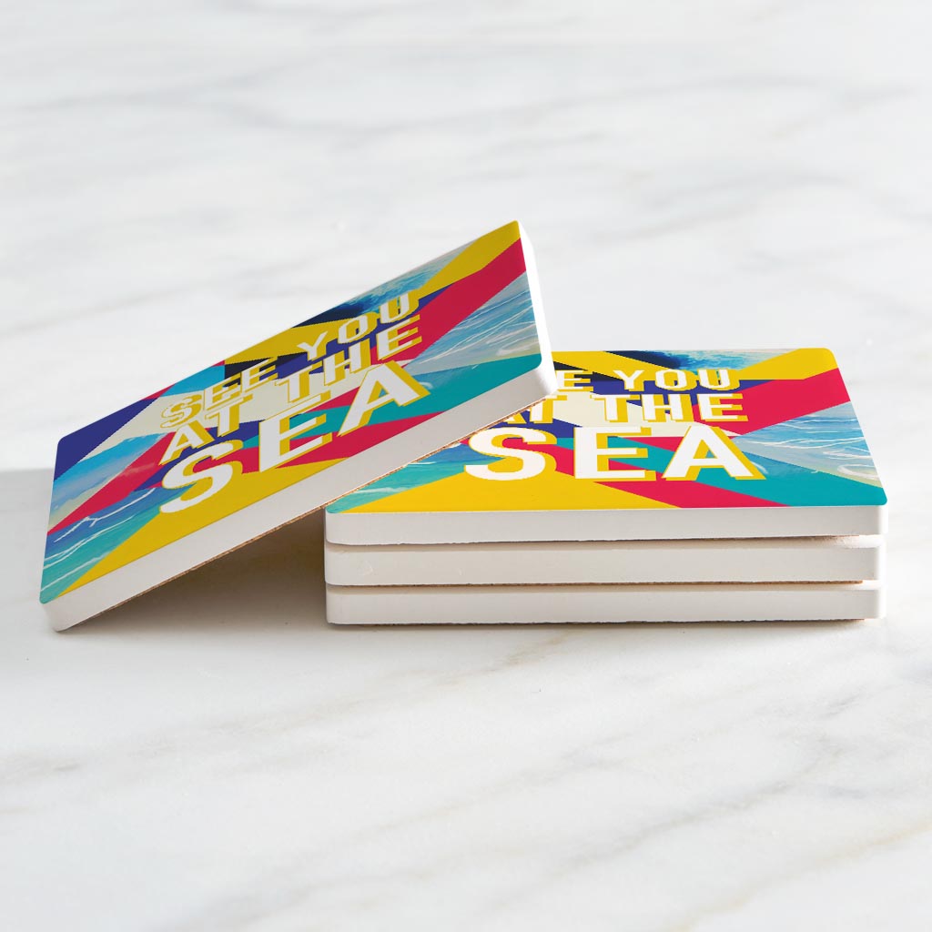 See You At The Sea | Absorbent Coasters | Set of 4 | Min 2
