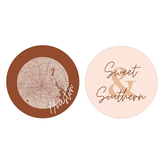Modern Minimalist Texas Set | Absorbent Car Coasters | Set of 2 | Min 4