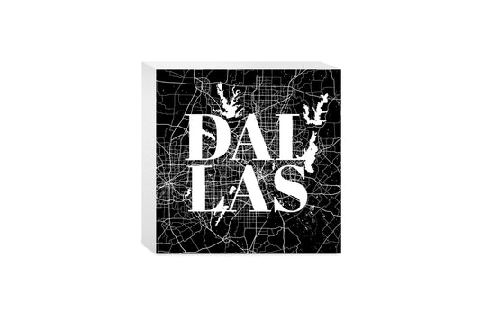 Modern Black Dallas Map | Wood Block | Eaches | Min 4