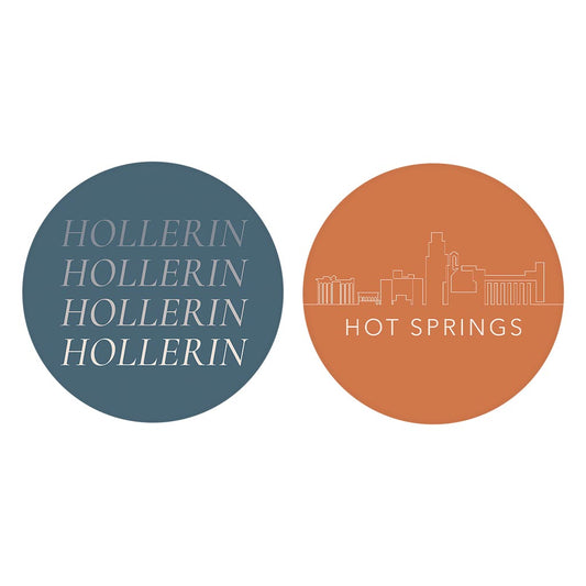 Modern Minimalist Arkansas Hollerin Hot Springs| Absorbent Car Coasters | Set of 2 | Min 4
