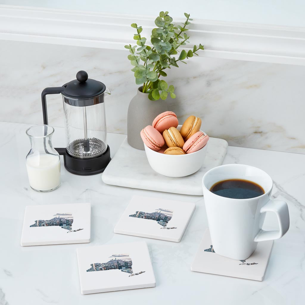 New York State Shape Picture | Absorbent Coasters | Set of 4 | Min 2