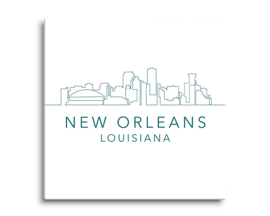 Blue White New Orleans Skyline | Hi-Def Glass Art | Eaches | Min 2