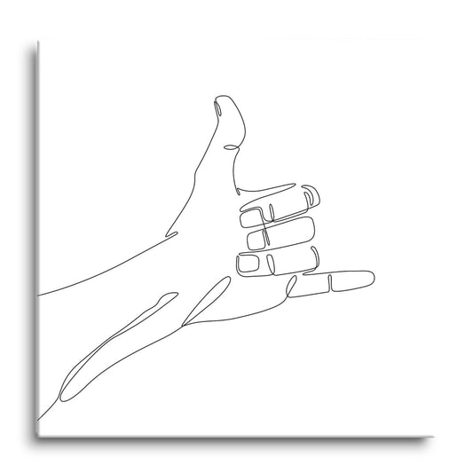 Hang 10 Hand Sign Line Drawing | Hi-Def Glass Art | Eaches | Min 1