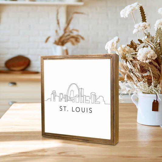 Minimalist B&W Missouri St Louis Skyline | Wood Sign | Eaches | Min 1