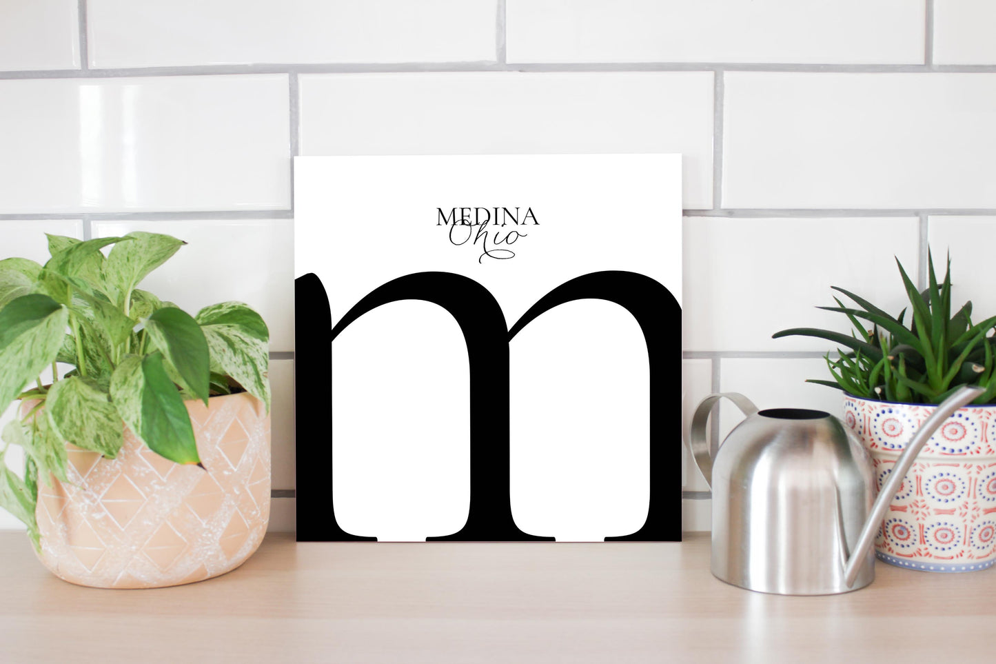 Medina Oh Minimal Monogram| Wood Sign | Eaches | Min 2