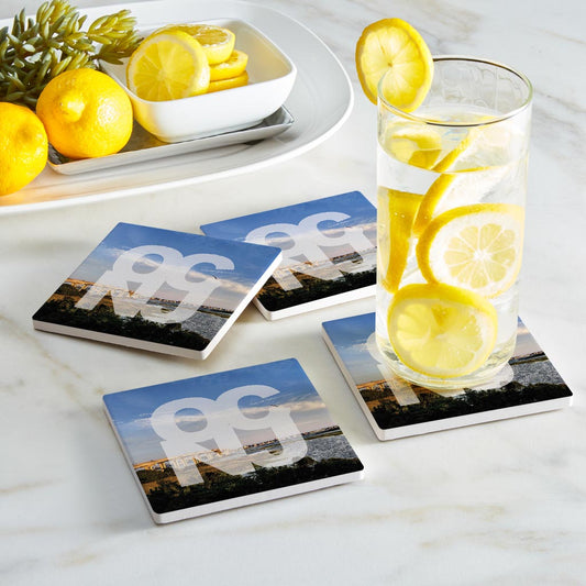 OCNJ Photo With Text | Absorbent Coasters | Set of 4 | Min 2