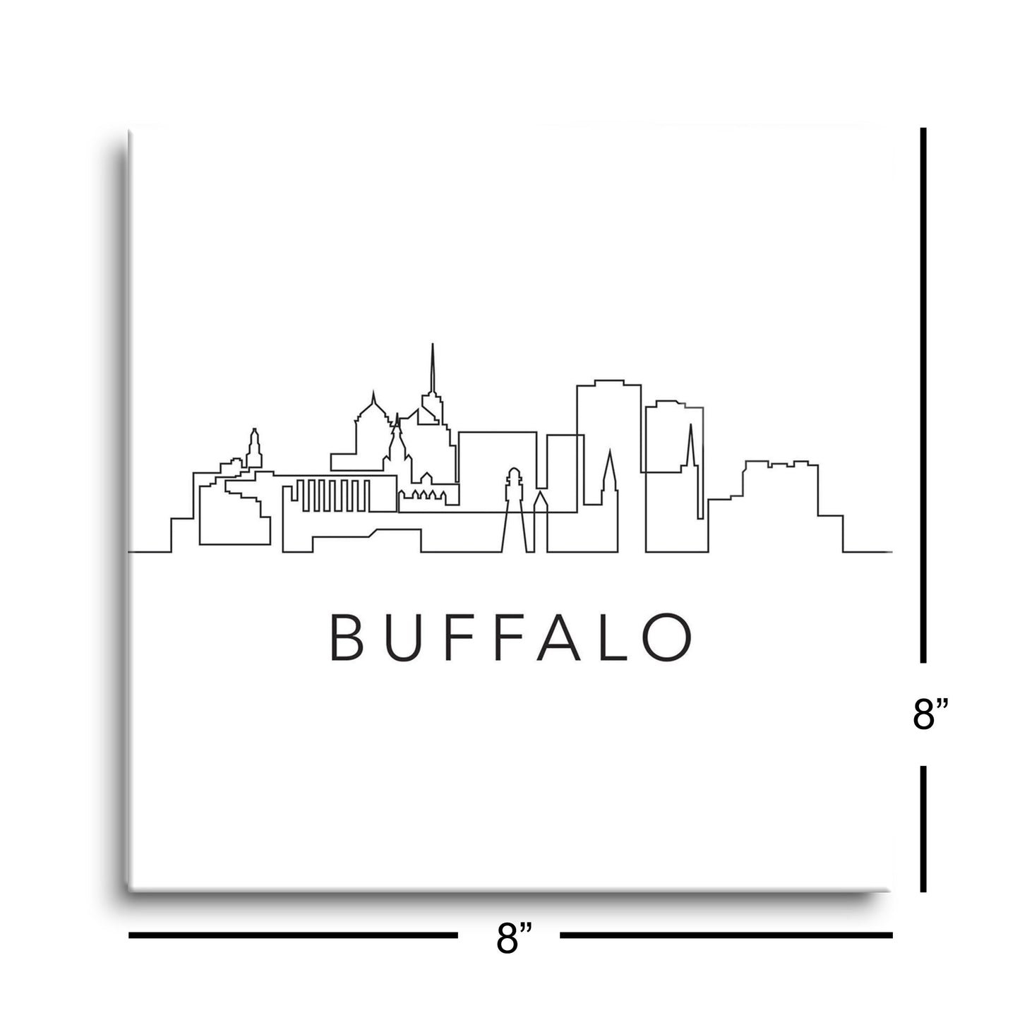 Minimalistic B&W New York Buffalo Skyline | Hi-Def Glass Art | Eaches | Min 2