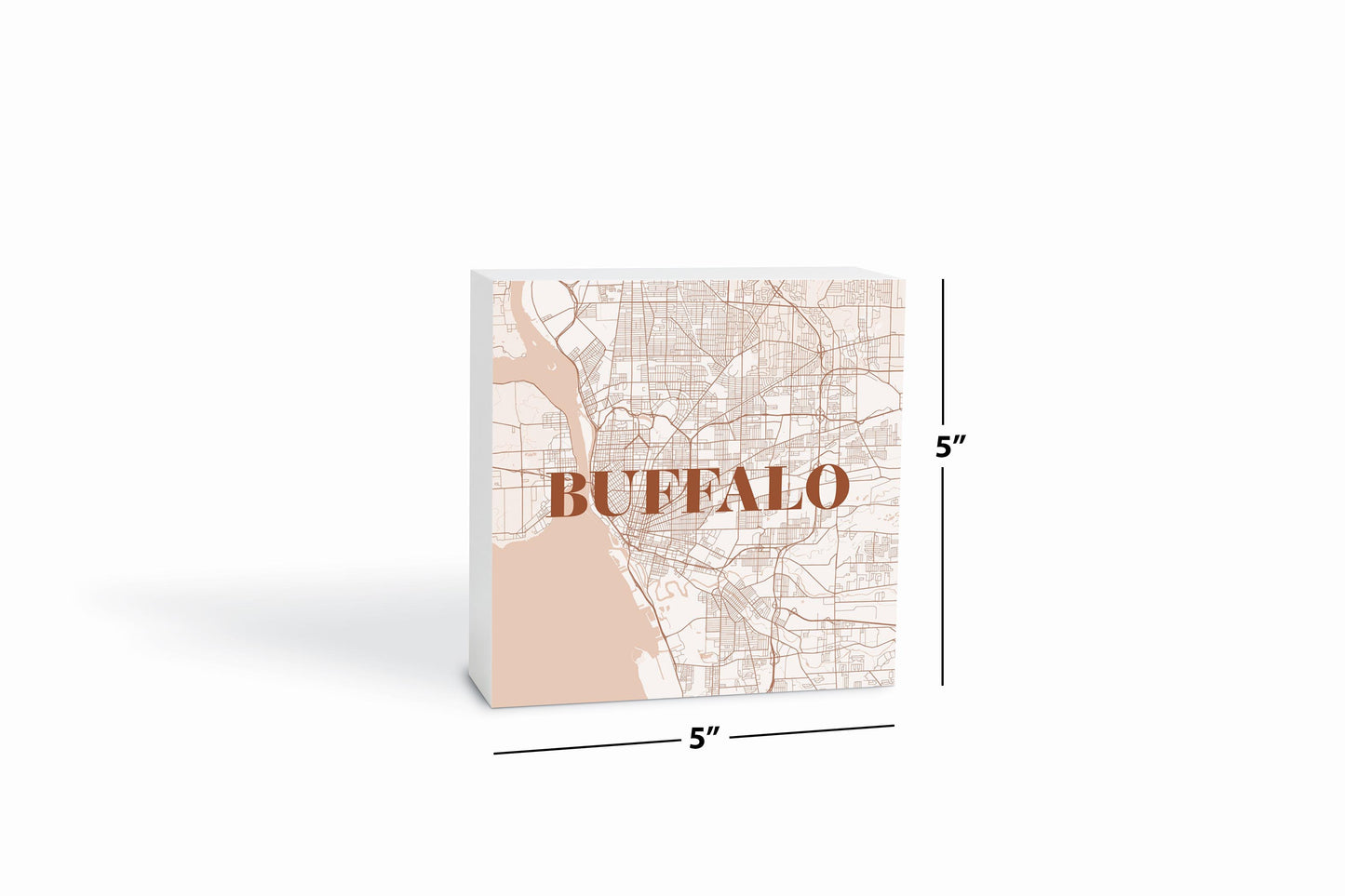 Modern Minimalist New York Buffalo Map | Wood Block | Eaches | Min 4