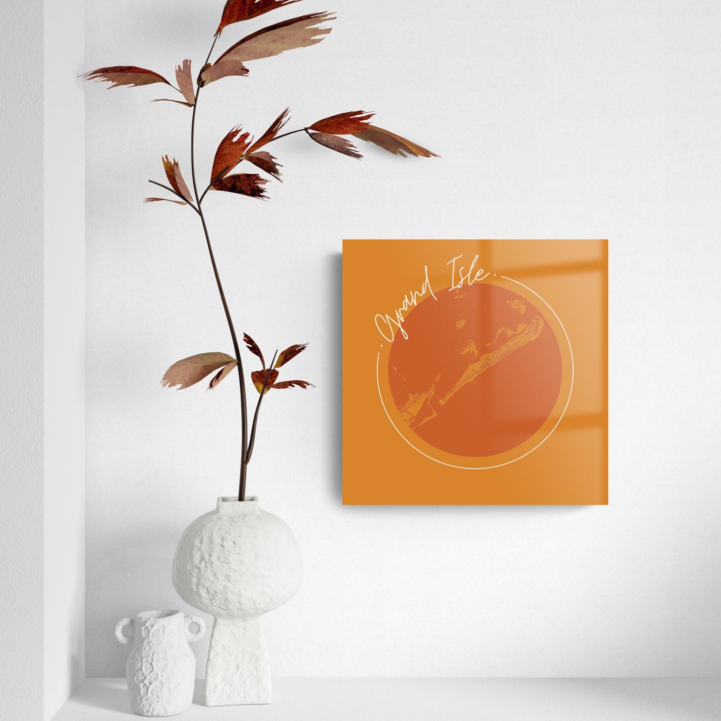 Louisiana Colorful Grand Isle Circle Map | Hi-Def Glass Art | Eaches | Min 2