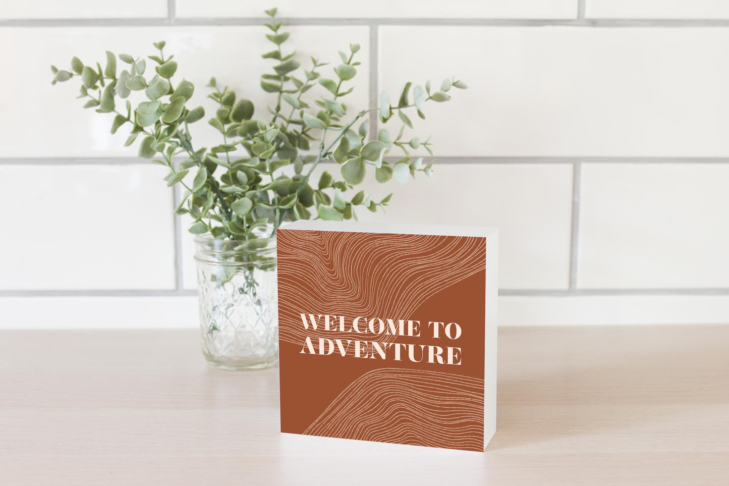 Modern Minimalist Pennsylvania Adventure Quip | Wood Block | Eaches | Min 4