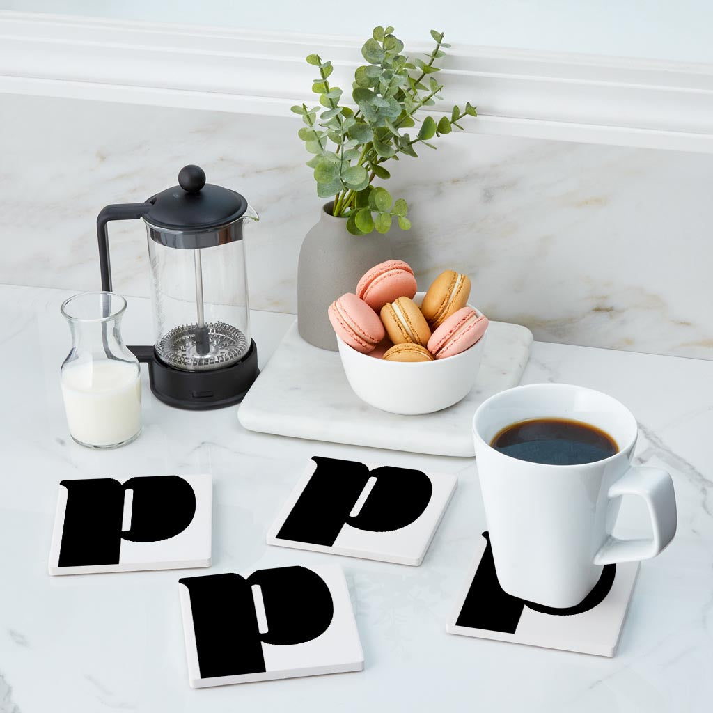 Fun Chunky Monogram P | Absorbent Coasters | Set of 4 | Min 2