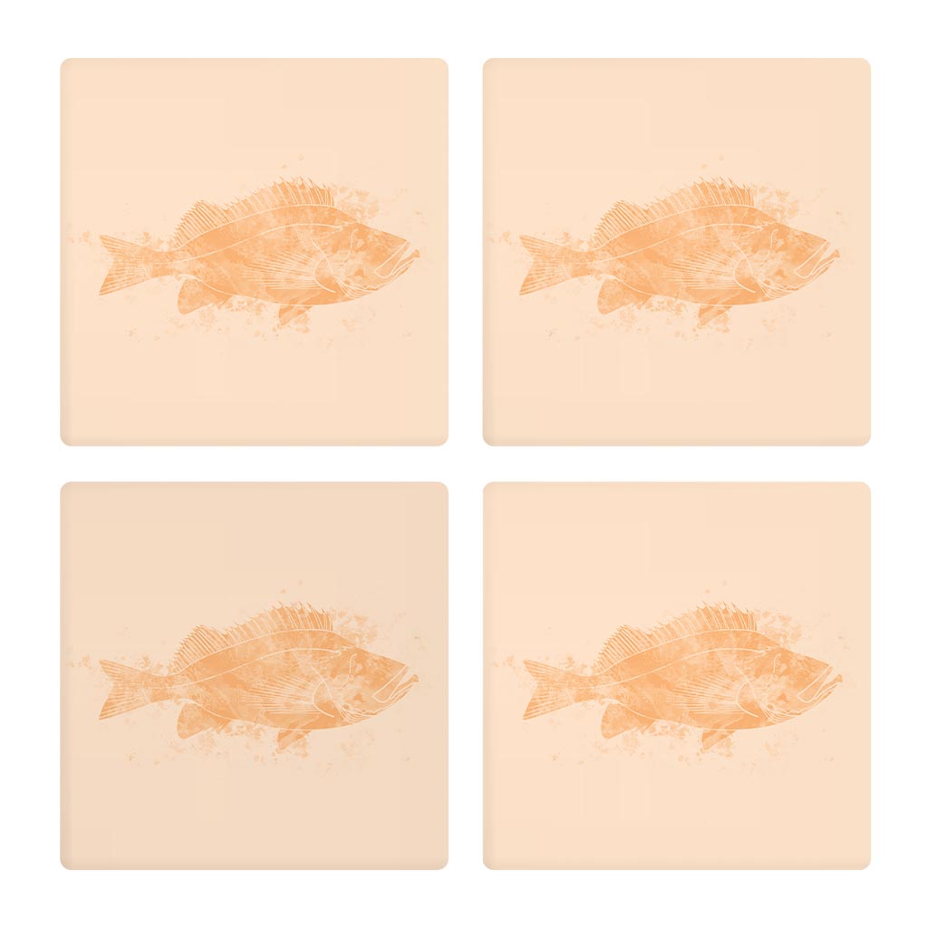 Louisiana Colorful Water Color Red Fish | Absorbent Coasters | Set of 4 | Min 2