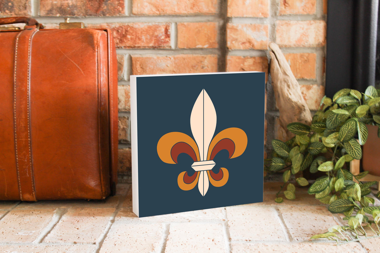 Modern Minimalist Louisiana Colorful Fleu De Lis | Wood Block | Eaches | Min 2