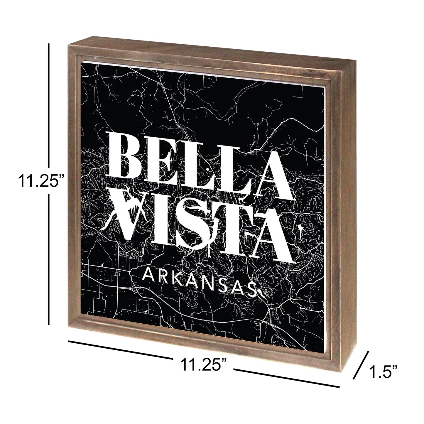 Minimalist B&W Arkansas Bella Vista Map State | Wood Sign | Eaches | Min 1