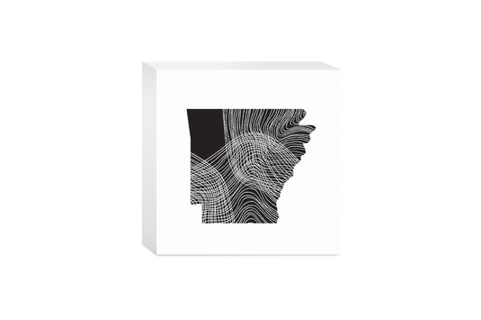 B&W Minimalist Arkansas Fluid Lines | Wood Block | Eaches | Min 4