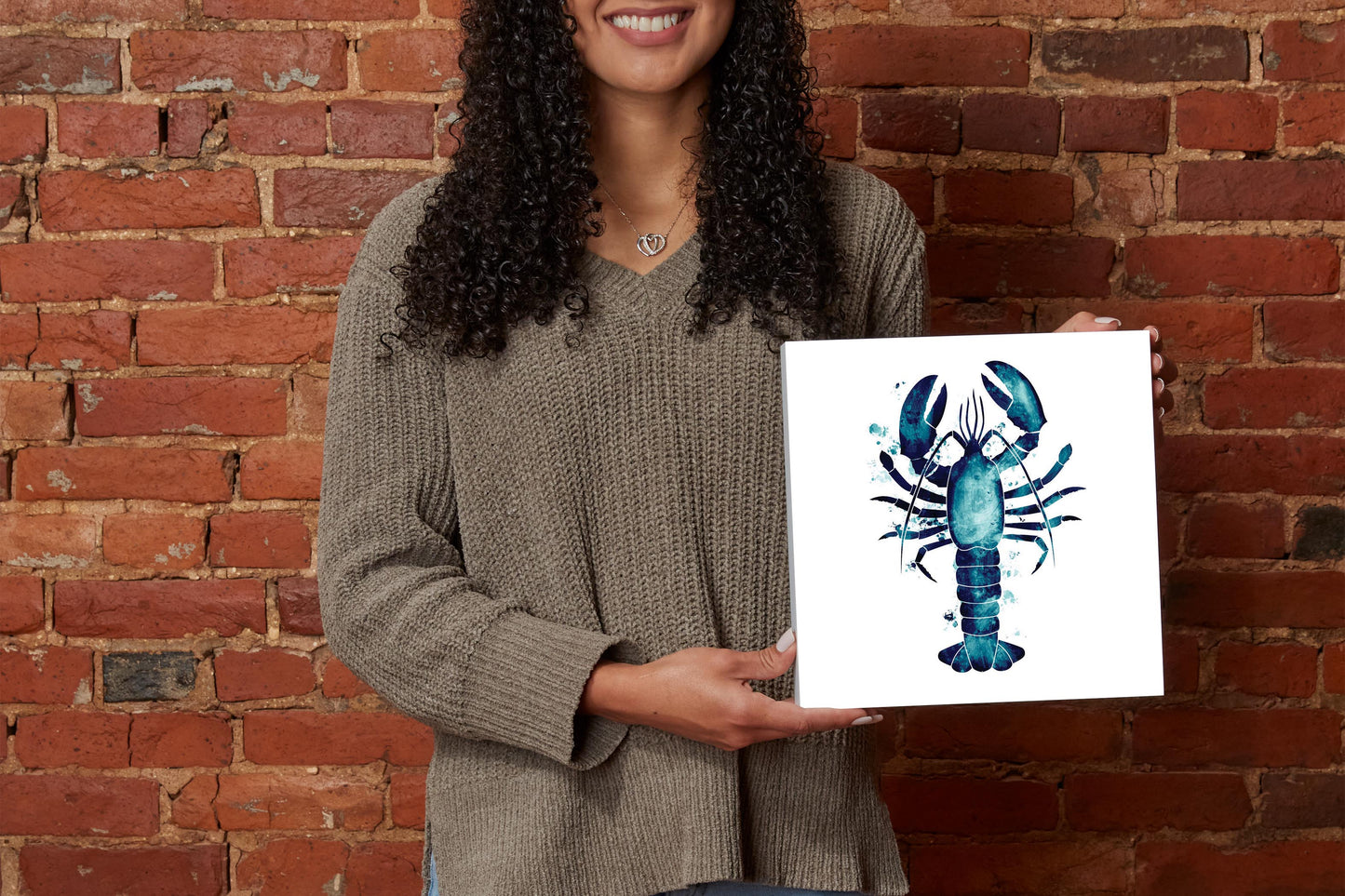 New England Water Color Lobster | Wood Block | Eaches | Min 2