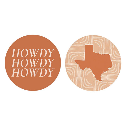 Modern Minimalist Texas Set | Absorbent Car Coasters | Set of 2 | Min 4