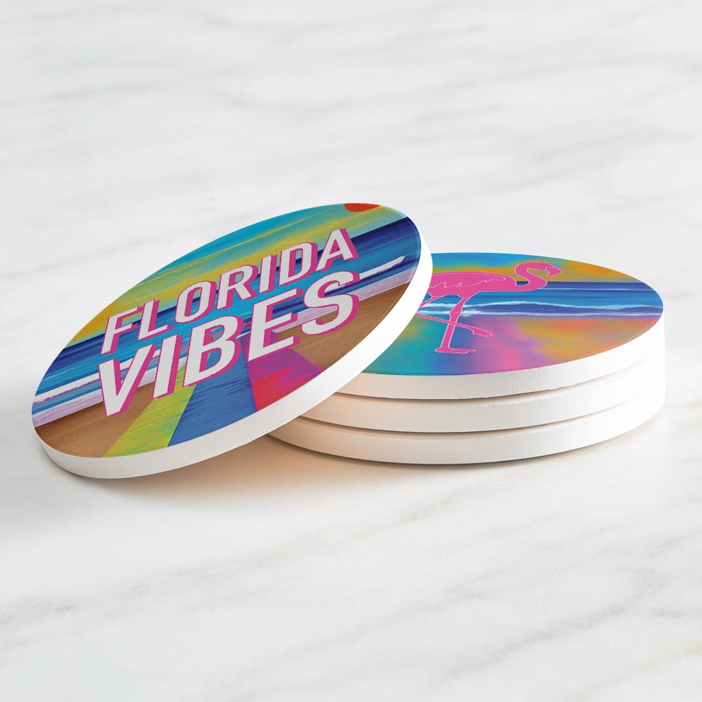 Bright Florida Beach | Absorbent Coasters | Set of 4 | Min 2