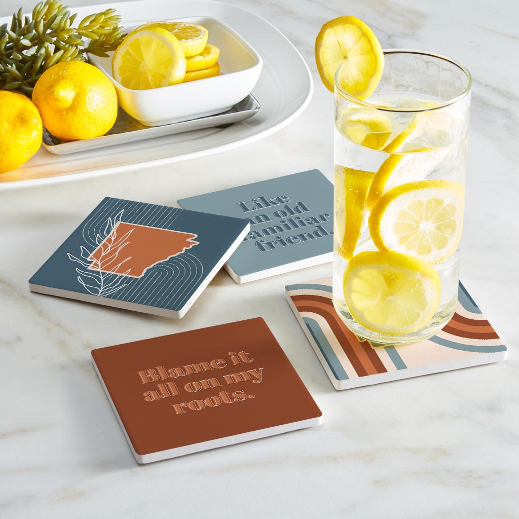 Modern Minimalist Arkansas State Shape Sayings | Absorbent Coasters | Set of 4 | Min 2