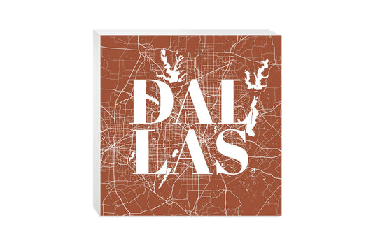 Modern Minimalist Dallas Texas Map | Wood Block | Eaches | Min 2