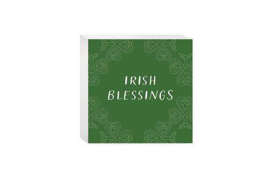 Dark Green Shamrock Irish Blessings | Wood Block | Eaches | Min 4