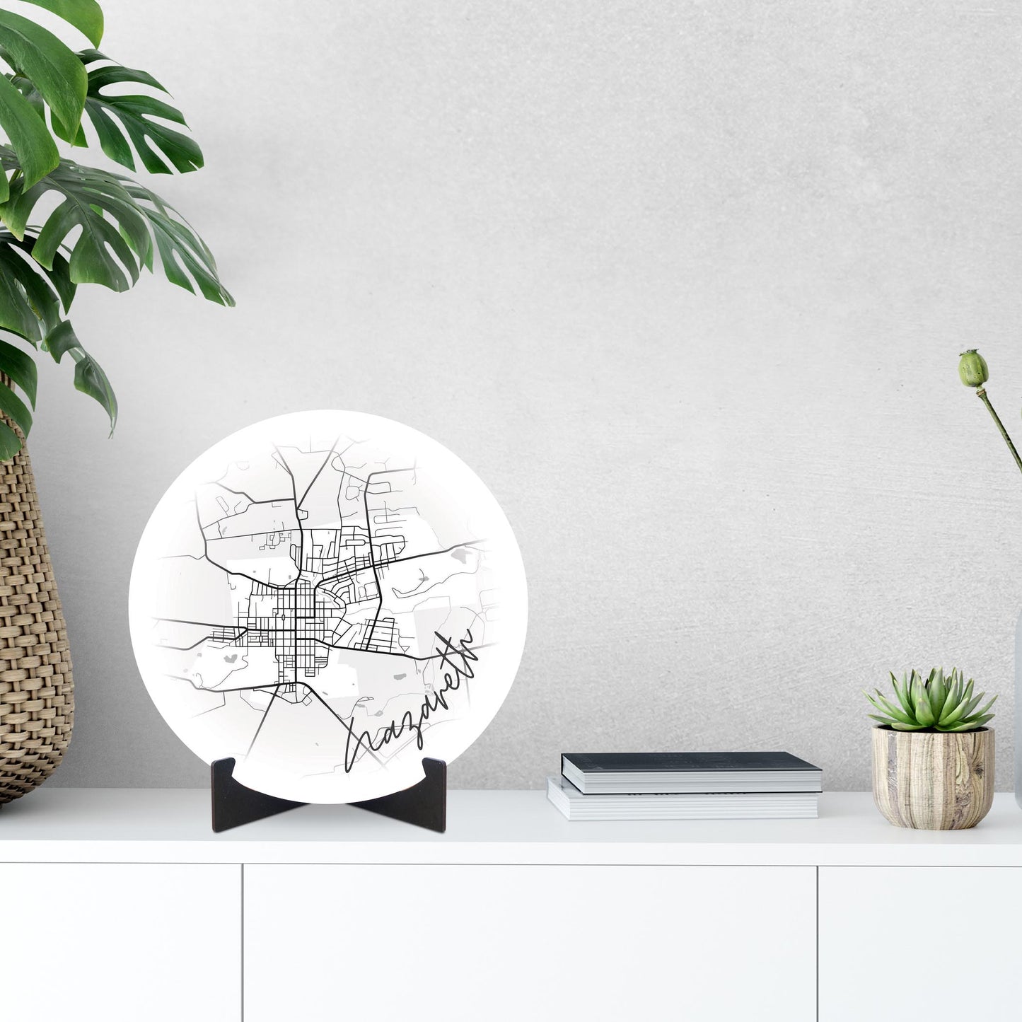 Minimalistic B&W Pennsylvania Nazareth Circle Map | Wood Sign | Eaches | Min 1