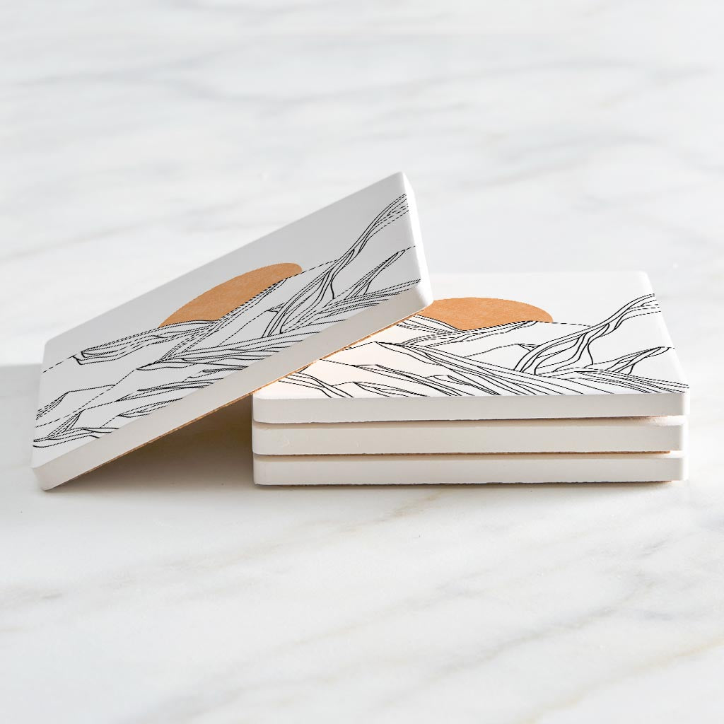 White Mountain Sun Lines | Absorbent Coasters | Set of 4 | Min 2