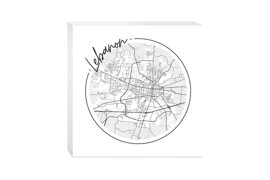 Minimalist B&W Tennessee Lebanon Circle Map | Wood Block | Eaches | Min 2