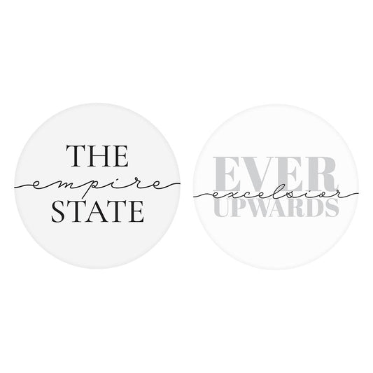 Minimalistic B&W New York Quips | Absorbent Car Coasters | Set of 2 | Min 4