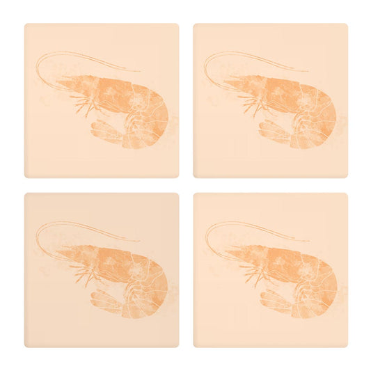 Louisiana Colorful Water Color Shrimp| Absorbent Coasters | Set of 4 | Min 2