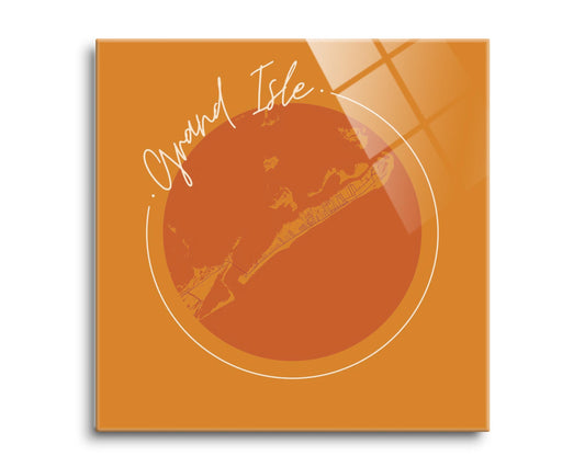Louisiana Colorful Grand Isle Circle Map | Hi-Def Glass Art | Eaches | Min 2