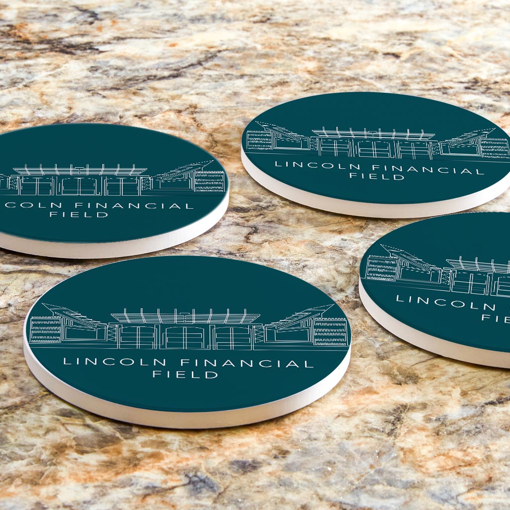 Modern Minimalist Pennsylvania Lincoln Field Line Drawing | Absorbent Coasters | Set of 4 | Min 2