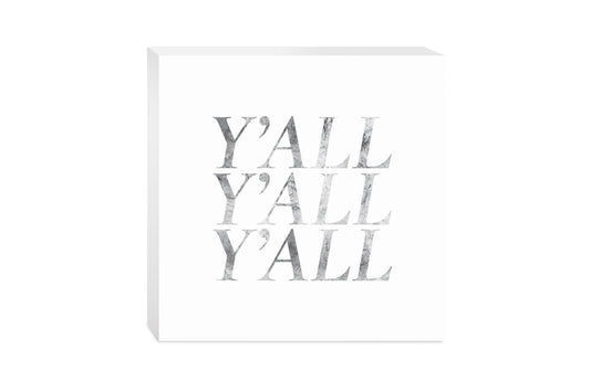 Minimalistic B&W Texas Textured Yall | Wood Block | Eaches | Min 2