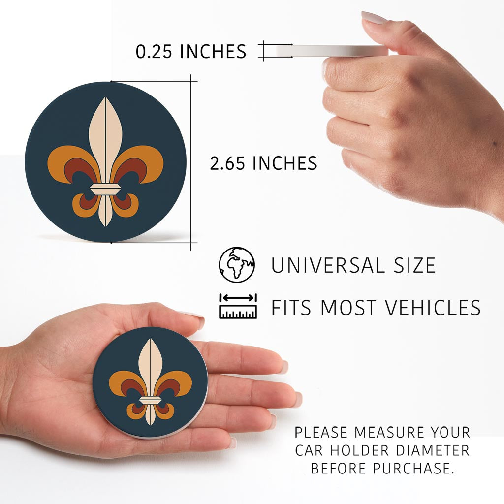Modern Minimalist Louisiana Colorful Fleu De Lis | Absorbent Car Coasters | Set of 2 | Min 4